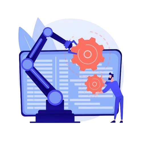 Illustration of an engineer building an automated system