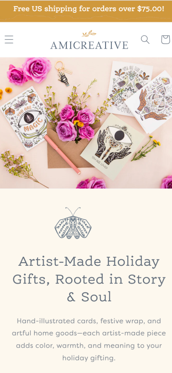 Premium stationery Shopify mobile store design