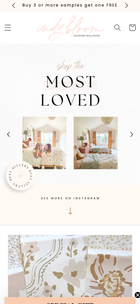 Indy Bloom Shopify mobile homepage design